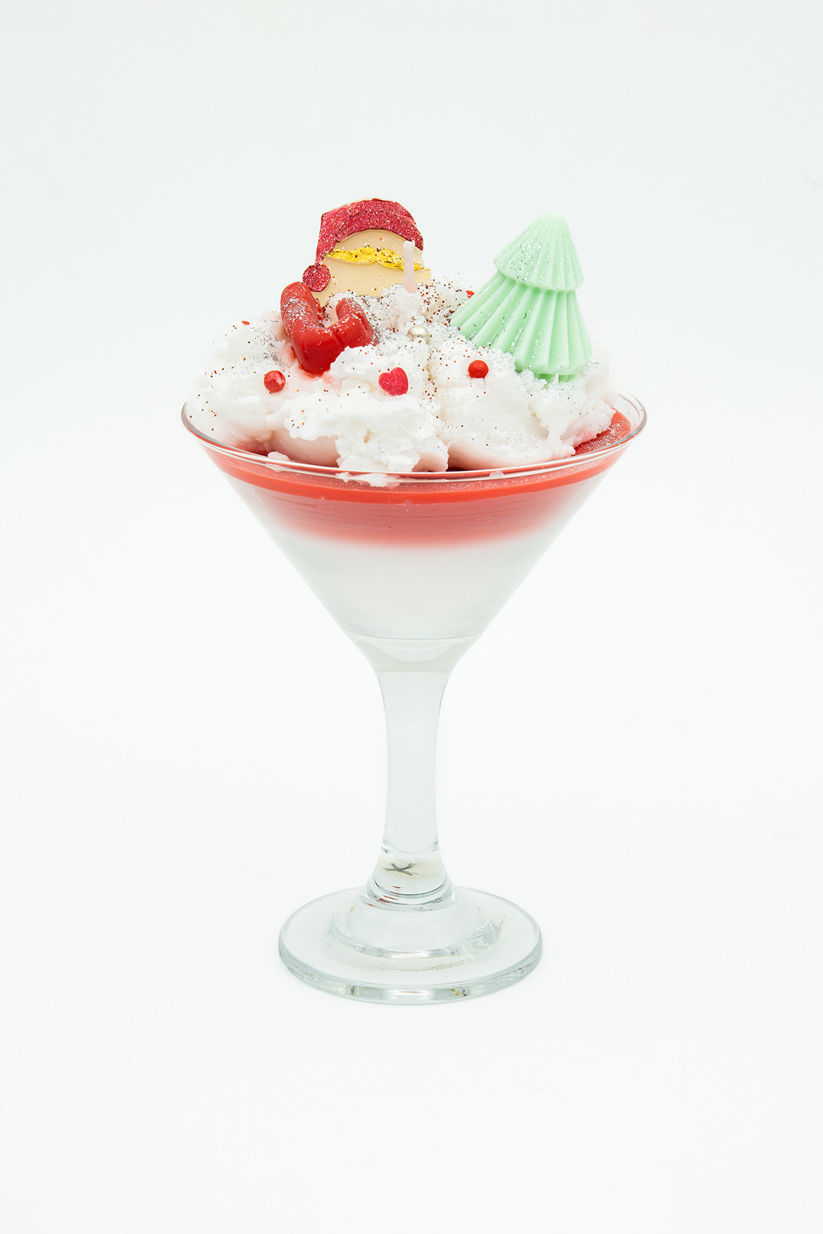 Santa’s Martini Çam Kokulu Kırmızı-Beyaz Mum, 250 g | Kokulu Dekoratif Mum