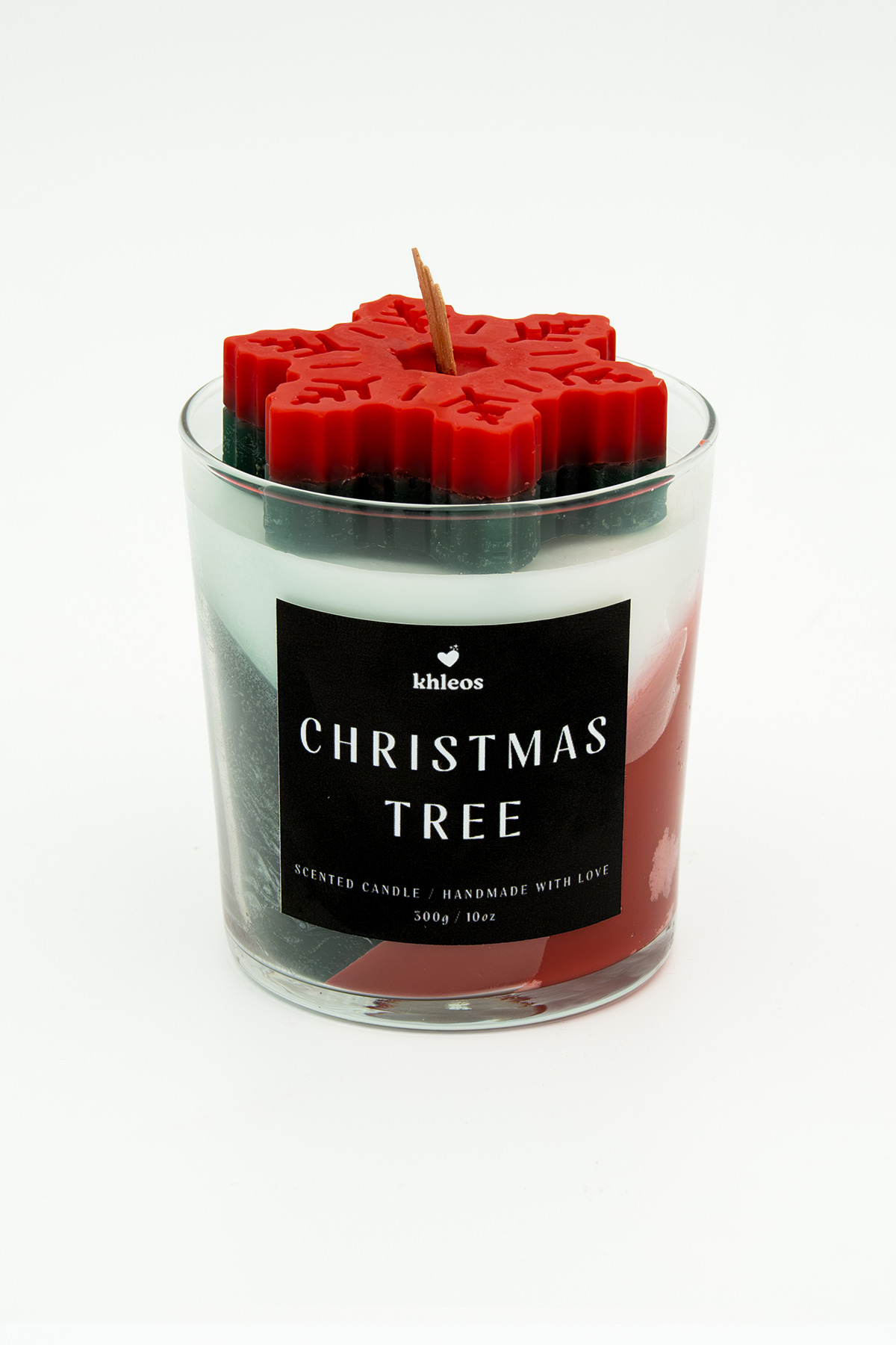 Christmas Tree Çam ve Sedir Ağacı Kokulu Kırmızı-Beyaz Mum, 300 g, 9x7 cm | Kokulu Dekoratif Mum