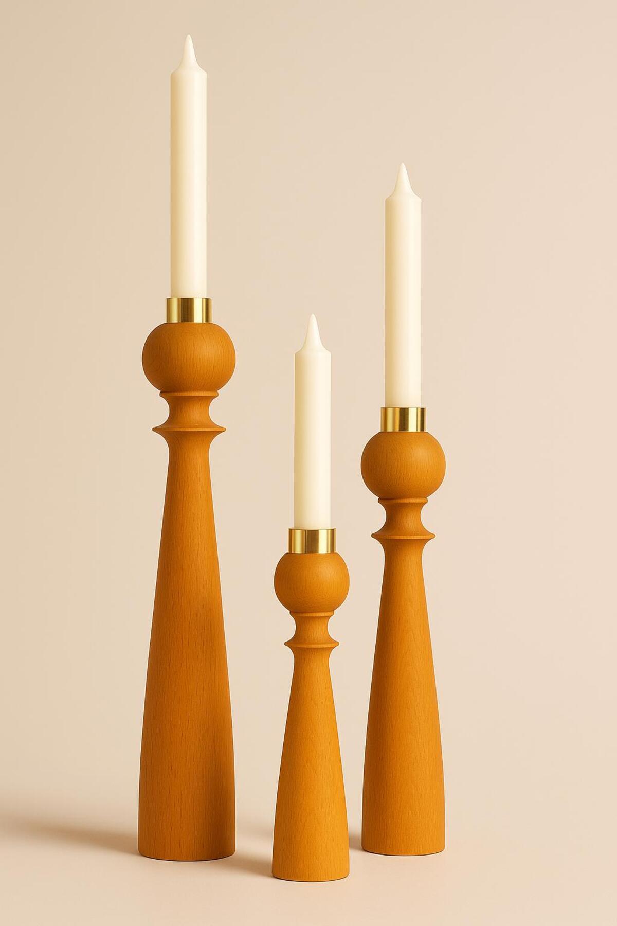 Odetta Şamdan Mumluk 3’lü Set 9x9x25CM Gold
