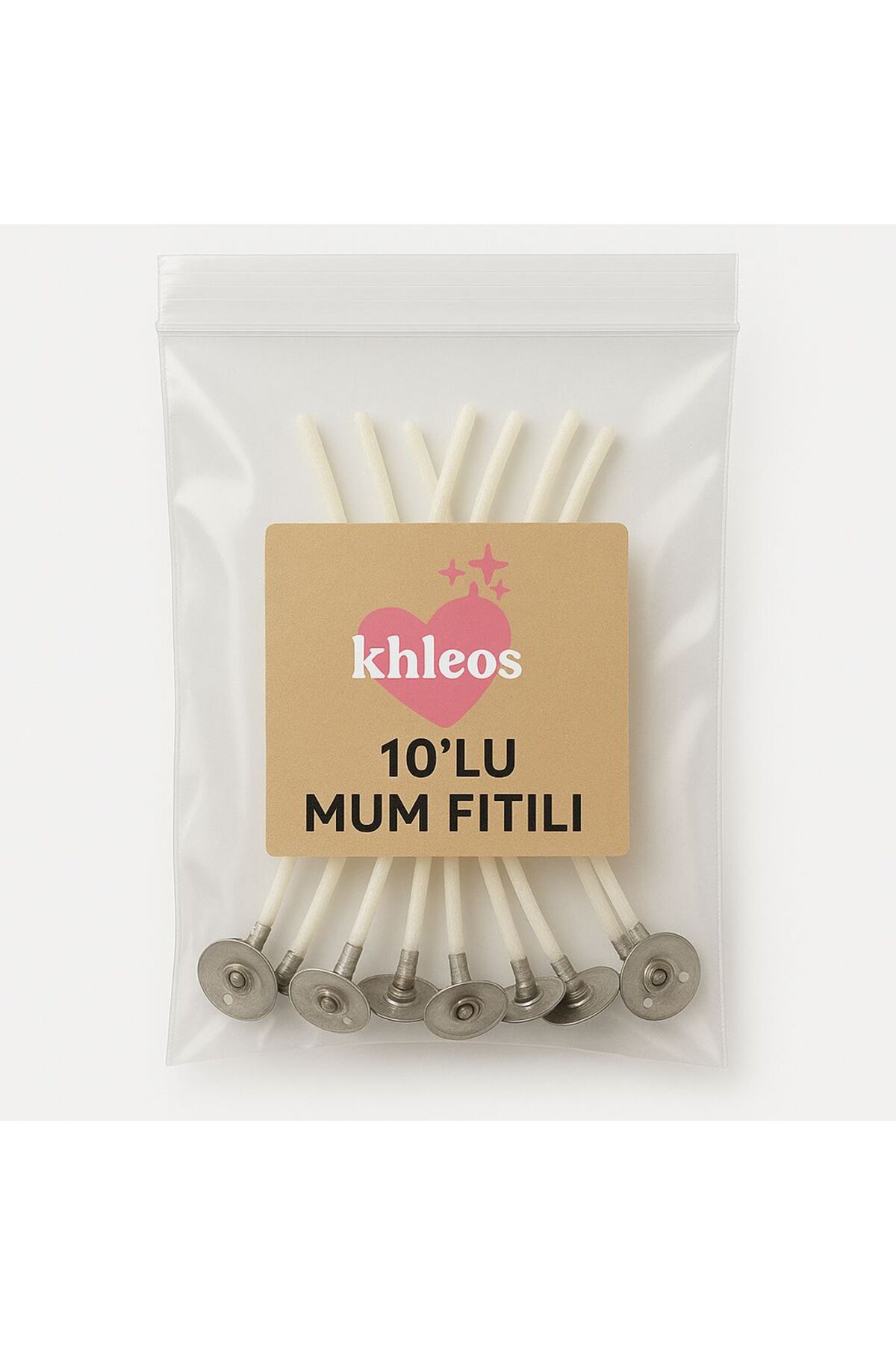 Metal Tabanlı Pamuk Mum Fitil 10 Adet