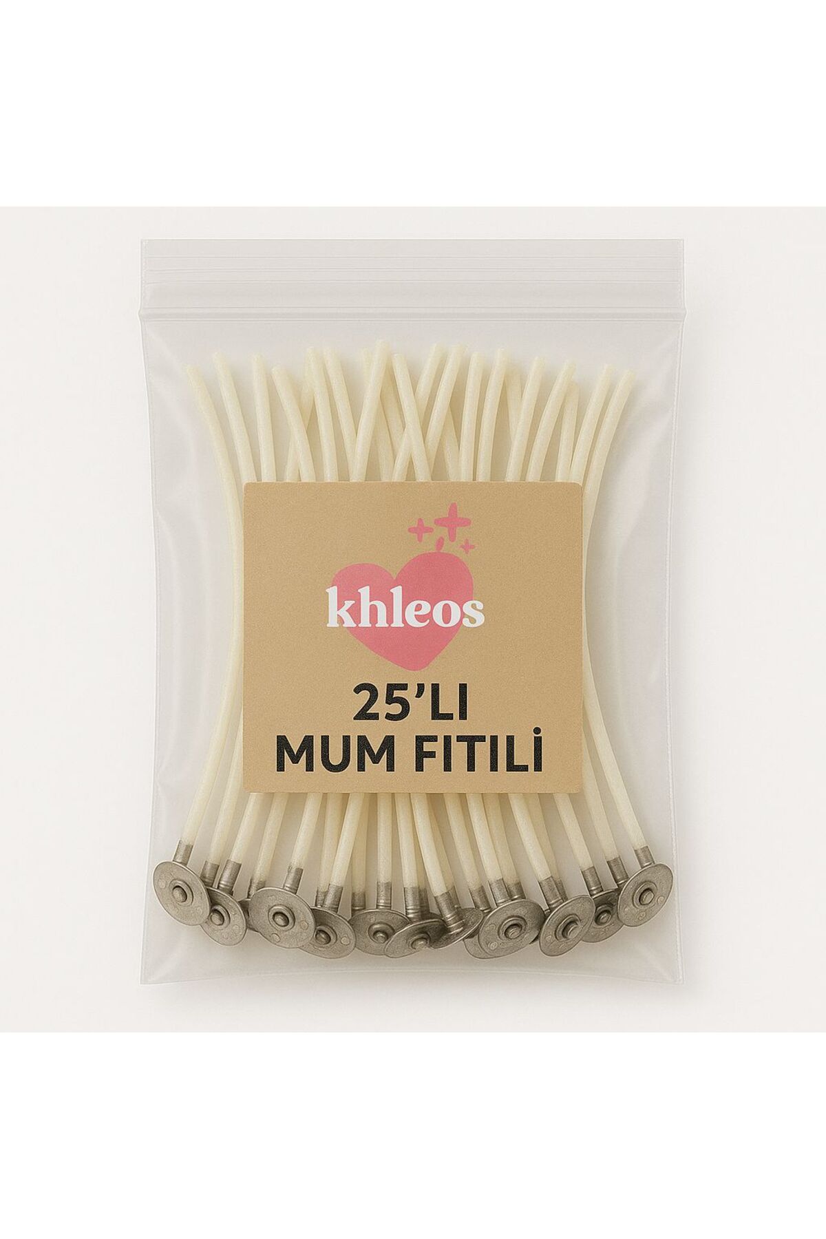 Metal Tabanlı Pamuk Mum Fitil 25 Adet
