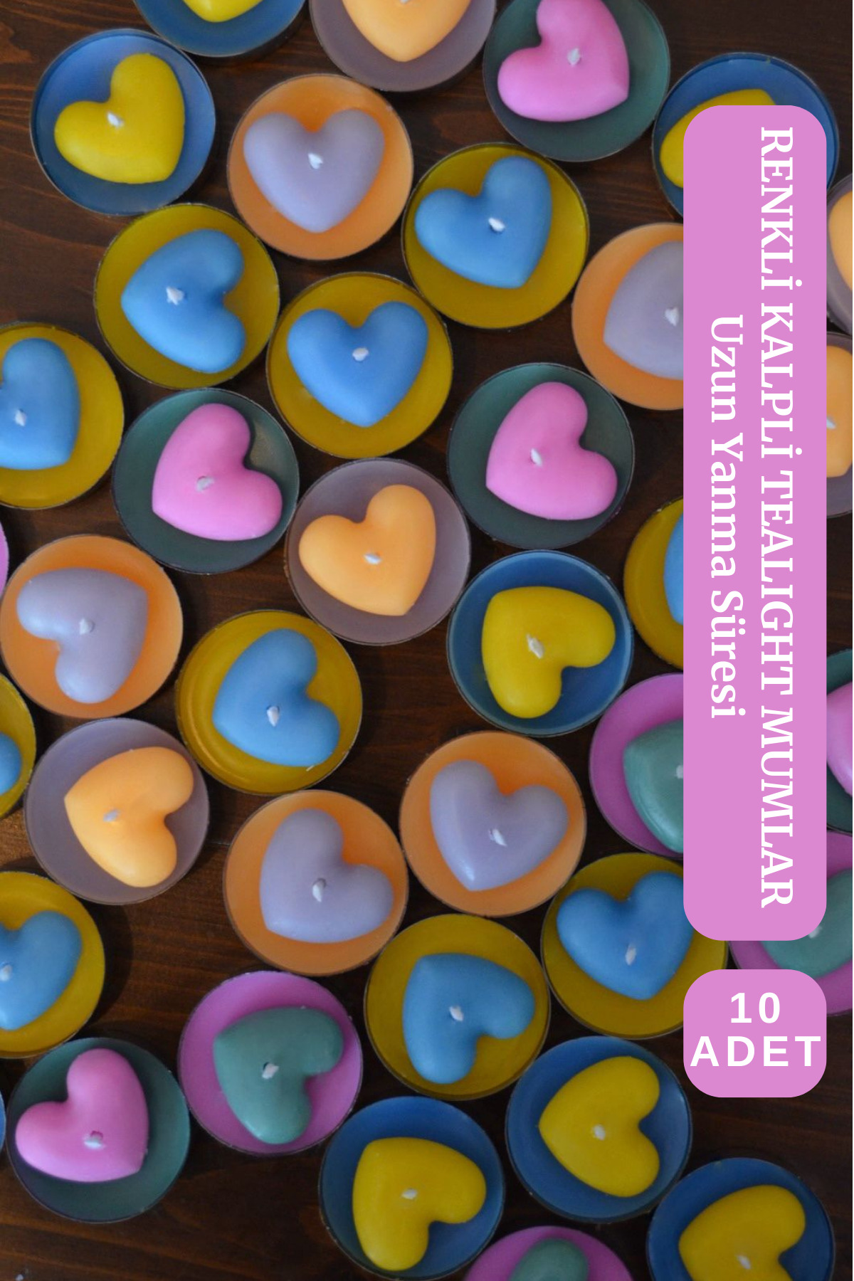 Tealight Mum Seti 10 Adet Renkli Buhurdanlık Mumu